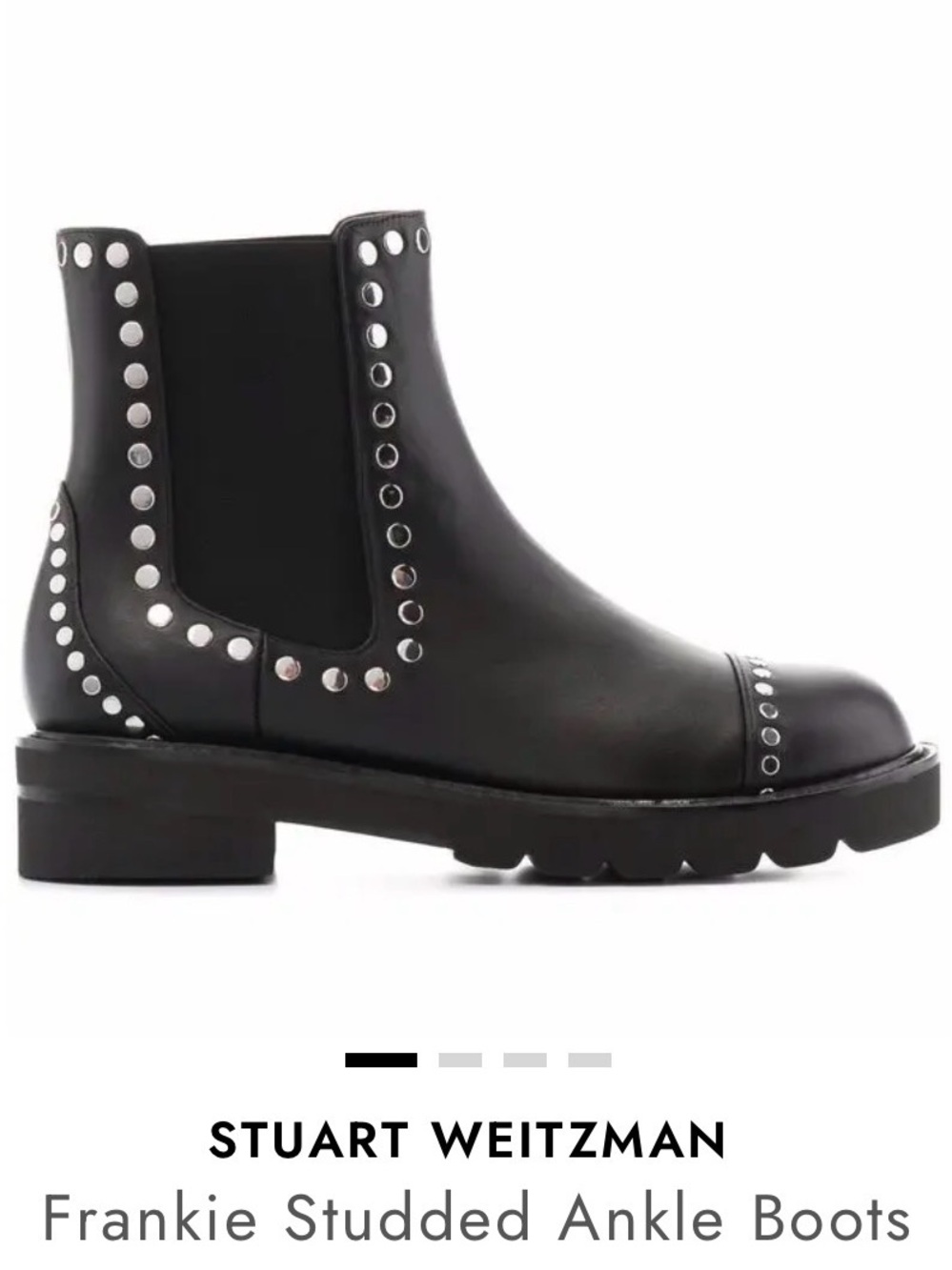 Stuart Weitzman Frankie Studded Chelsea Lug Ankle Boots in black